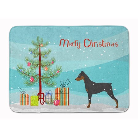 Carolines Treasures German Pinscher Merry Christmas Tree Machine Washable Memory Foam Mat BB2931RUG